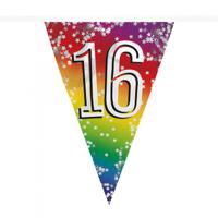 Vlaggenlijn Cijfer 16 Regenboog Met Sterren (6m) - thumbnail