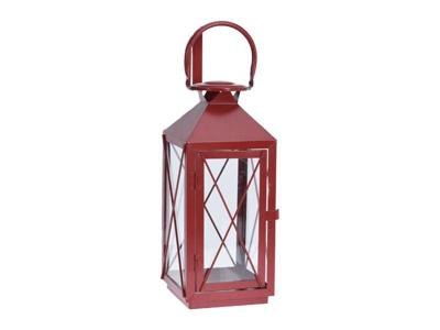 Lantaarn metaal rood groot, 18,5x18,5x47 cm Hortus - Hortus