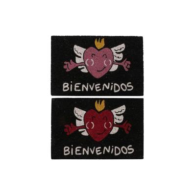 Deurmat DKD Home Decor Rood Zwart Roze Rubber Wit 2 Stuks Kokosvezel (60 x 40 x 1,5 cm)