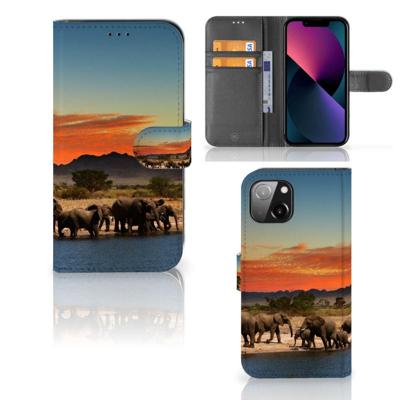 Apple iPhone 13 | Telefoonhoesje | Met pasjeshouder | Olifanten Apple iPhone 13 | Telefoonhoesje | Met pasjeshouder | Olifanten