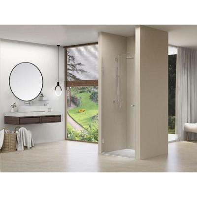 Nisdeur Van Rijn Draaideur 8 mm Met Vaste Wand 97x200 cm Chroom incl Zwart Muurprofiel van Rijn