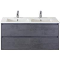 Porto Badmeubelset 120 cm - 4 Laden Beton Antraciet - Keramische Wastafel Wit Slim - thumbnail