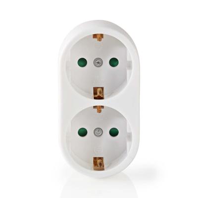Nedis PSSPL200F1WT Stopcontact Splitter Beschermend Contact 2-weg Schuko-contactdoos Wit - thumbnail