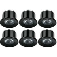 LED Veranda Spot Verlichting 6 Pack - Velvalux - 1W - Warm Wit 3000K - Inbouw - Dimbaar - Rond - Mat Zwart - Aluminium - Ø31mm - thumbnail