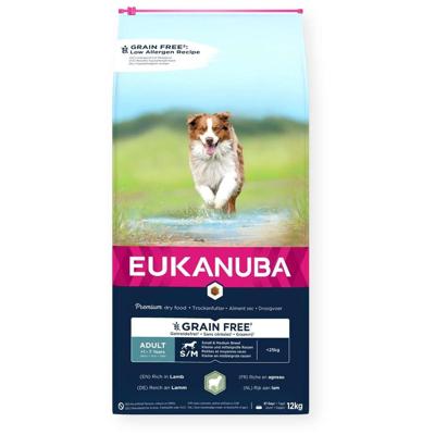 EUKANUBA Graanvrij* premium hondenvoer met lamvlees voor kleine en middelgrote rassen - droogvoer voor volwassen honden, 12 kg