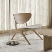 Ethnicraft Fauteuil 'Eye' Gevernist Eikenhout en Stof, kleur Off White - thumbnail