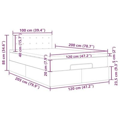 Ottoman bed met matras 120x200 cm fluweel lichtgrijs