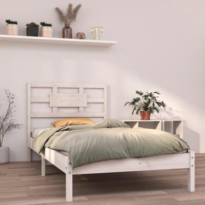 Bedframe massief hout wit 90x190 cm