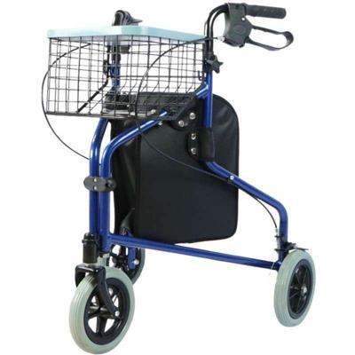 Praktische driewieler rollator met mand en tas