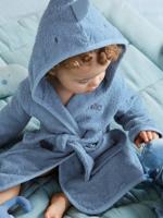 Personaliseerbare kinderbadjas KLEINE DINO Oeko-Tex® blauw - thumbnail