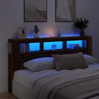 Hoofdeinde met LED 200x18,5x103,5 cm bewerkt hout oud hout - thumbnail