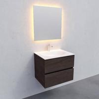 Badkamermeubel Solid Surface BWS Stockholm 60x46 cm Wood Dark Brown (1 kraangat) - thumbnail