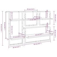 4-delige Wandschappenset met stangen bewerkt hout gerookt eiken - thumbnail