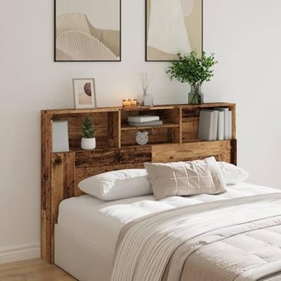 Hoofdbordkast 160x19x103,5 cm bewerkt hout oud houtkleurig