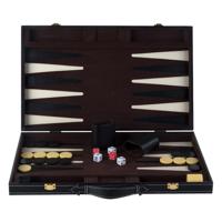 Engelhart Backgammon 18 bruin en ivoor klassiek bordspel - thumbnail