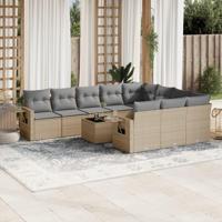 11-delige Tuinset met kussens poly rattan beige - thumbnail