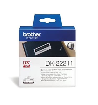 Continu film tape Brother DK22211 29 mm Zwart Zwart/Wit Wit
