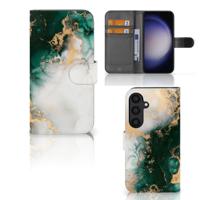 Bookcase voor Samsung Galaxy S24 Marmer Groen | Portemonnee hoesje - thumbnail