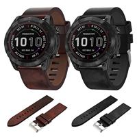 By Qubix - Leren bandje - Zwart - Compatible met Garmin Fenix 7X / 6X / 5X - Compatible Garmin bandje - thumbnail