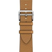 Lederen bandje - Licht Bruin - Geschikt voor Apple Watch 44mm / 45mm / 46mm / 49mm - thumbnail