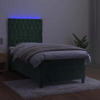 Boxspring met matras en LED fluweel donkergroen 80x200 cm - thumbnail