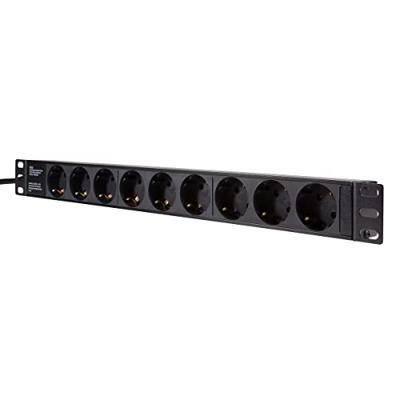 LogiLink PDU9C03 19 inch Stekkerdoos voor patchkast 1 HE Geaarde contactdoos Zwart