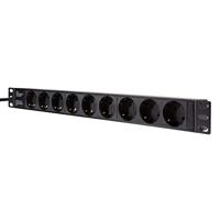 LogiLink PDU9C03 19 inch Stekkerdoos voor patchkast 1 HE Geaarde contactdoos Zwart - thumbnail