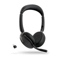 Jabra Evolve2 65 Flex Link380c MS On Ear headset Bluetooth Stereo Zwart Noise Cancelling Headset, Microfoon uitschakelbaar (mute), Volumeregeling, Inductie, - thumbnail