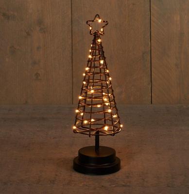 Batterijverlichting boom 3D zwart / koperdraad 30 LED classic 30 cm met timer - Annas collection