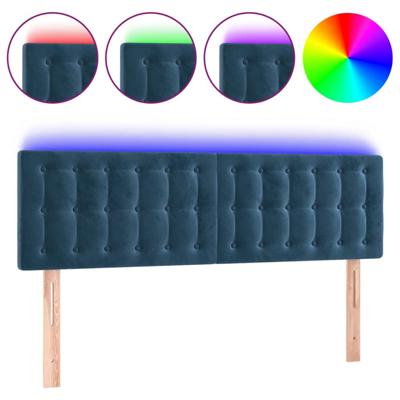 Hoofdbord LED 144x5x78/88 cm fluweel donkerblauw
