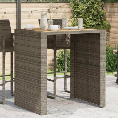 Tuinbartafel acaciahouten blad 105x80x110 cm poly rattan grijs