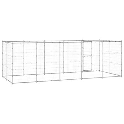 Hondenkennel met dak 12,1 m² gegalvaniseerd staal