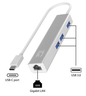 USB-HUB Level One USB-0504 Zwart Zilverkleurig