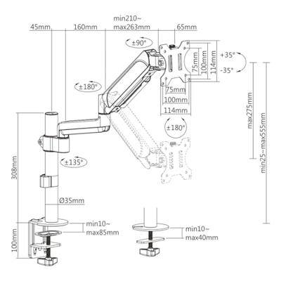 VALUE LCD arm, 4 draaipunten, tafelbevestiging
