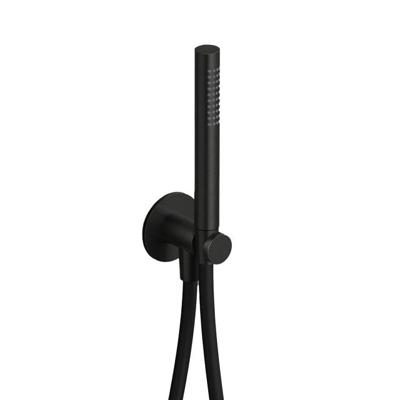 Handdouche Hotbath Ace Met Wandsteun Met Uitlaat En Doucheslang 150cm Gepolijst Zwart PVD