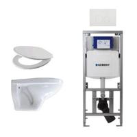 Adema Classico toiletset bestaande uit inbouwreservoir en toiletpot, basic toiletzitting en bedieningsplaat wit SW1152613/SW706186/0701131 - thumbnail