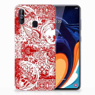 Silicone Back Case Samsung Galaxy A60 Angel Skull Rood Silicone Back Case Samsung Galaxy A60 Angel Skull Rood