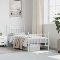 Bedframe met hoofd- en voeteneinde metaal wit 90x190 cm - thumbnail