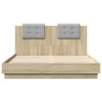 Bedframe met hoofdeinde bewerkt hout sonoma eiken 120x200 cm - thumbnail