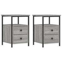 Nachtkastjes 2 st 34x35,5x50 cm bewerkt hout grijs sonoma eiken - thumbnail