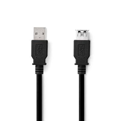 Nedis USB-Kabel | USB 3.2 Gen 1 | USB-A Male | USB-A Female | 5 Gbps | Vernikkeld | 2.00 m | Rond | PVC | Zwart | Label - CCGL61010BK20