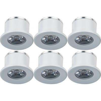 LED Veranda Spot Verlichting 6 Pack - Velvalux - 1W - Natuurlijk Wit 4000K - Inbouw - Dimbaar - Rond - Mat Wit - Aluminium - Ø31mm