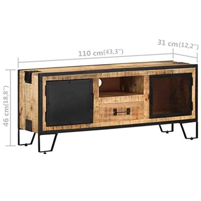 Tv-meubel 110x31x46 cm ruw mangohout