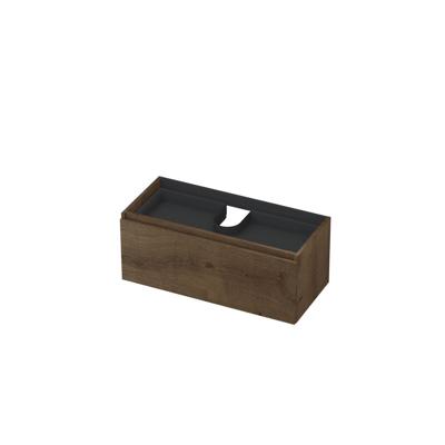 INK - Onderkast 1L met Binnenlade Greeploos Houten Keerlijst Fineer - 1000x450x400 Mm - Chocolate Fineer