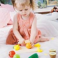 Classic World world houten snijfruit met snijplank, 17dlg. - thumbnail