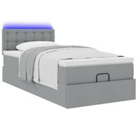 Ottoman bed met matras en LED's 100x200 cm stof lichtgrijs - thumbnail