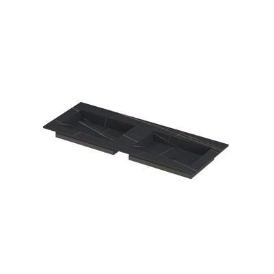 INK Post Wastafel Keramische Slab Envelop Bak Dubbel Zonder Kraangaten - 1200x450x10 mm - Lauren Black Mat