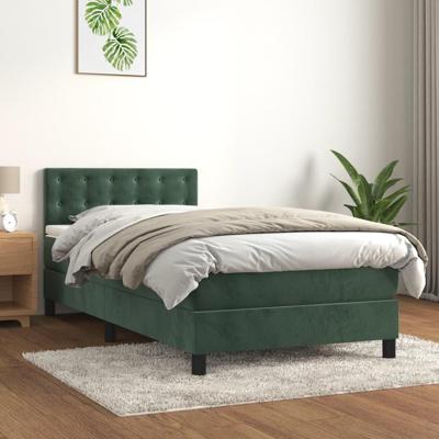 Boxspring met matras en LED fluweel donkergroen 80x200 cm