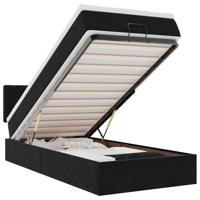 Ottoman bed met matras 90x190cm fluweel zwart - thumbnail