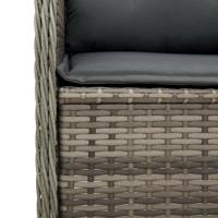3-delige Loungeset met kussens poly rattan grijs - thumbnail